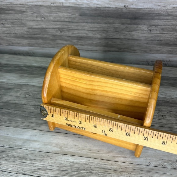 Wooden Heart Napkin Holder Mail Remote Lazy Susan Spins Country Rustic Cottage - Picture 7 of 9